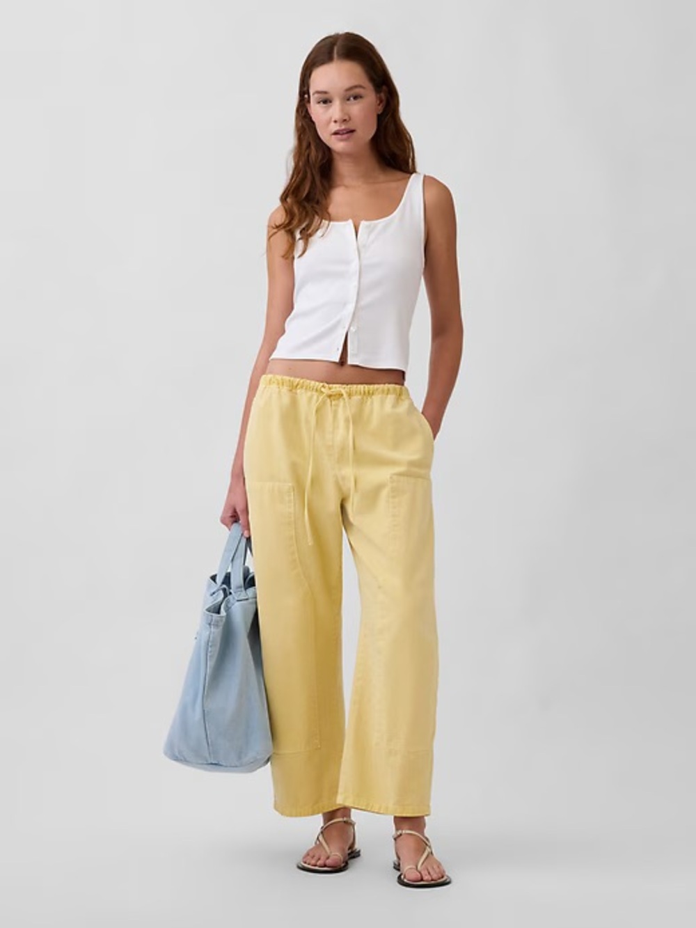 Gap Yellow Wide Leg Drawstring Barrel Pants